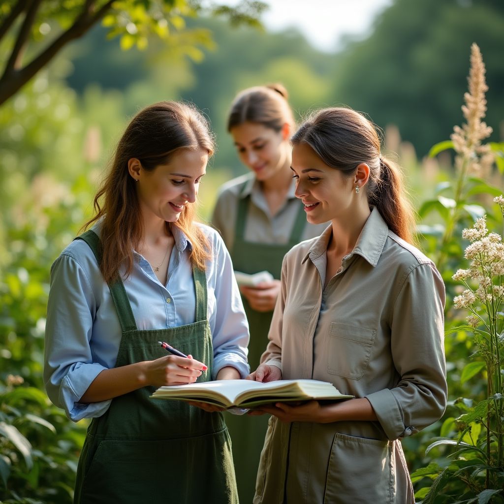 Notre équipe d'herboristes étudiant les plantes